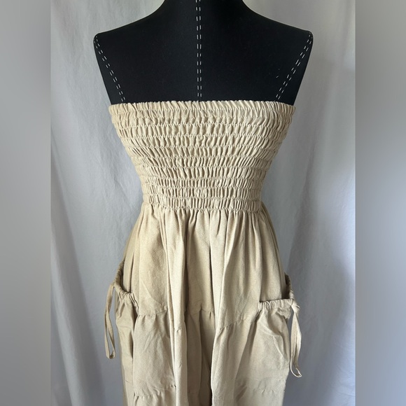 Thaluta 100% Organic Cotton Boho Festival Maxi Skirt or Dress Keela Beige OS - Picture 6 of 11